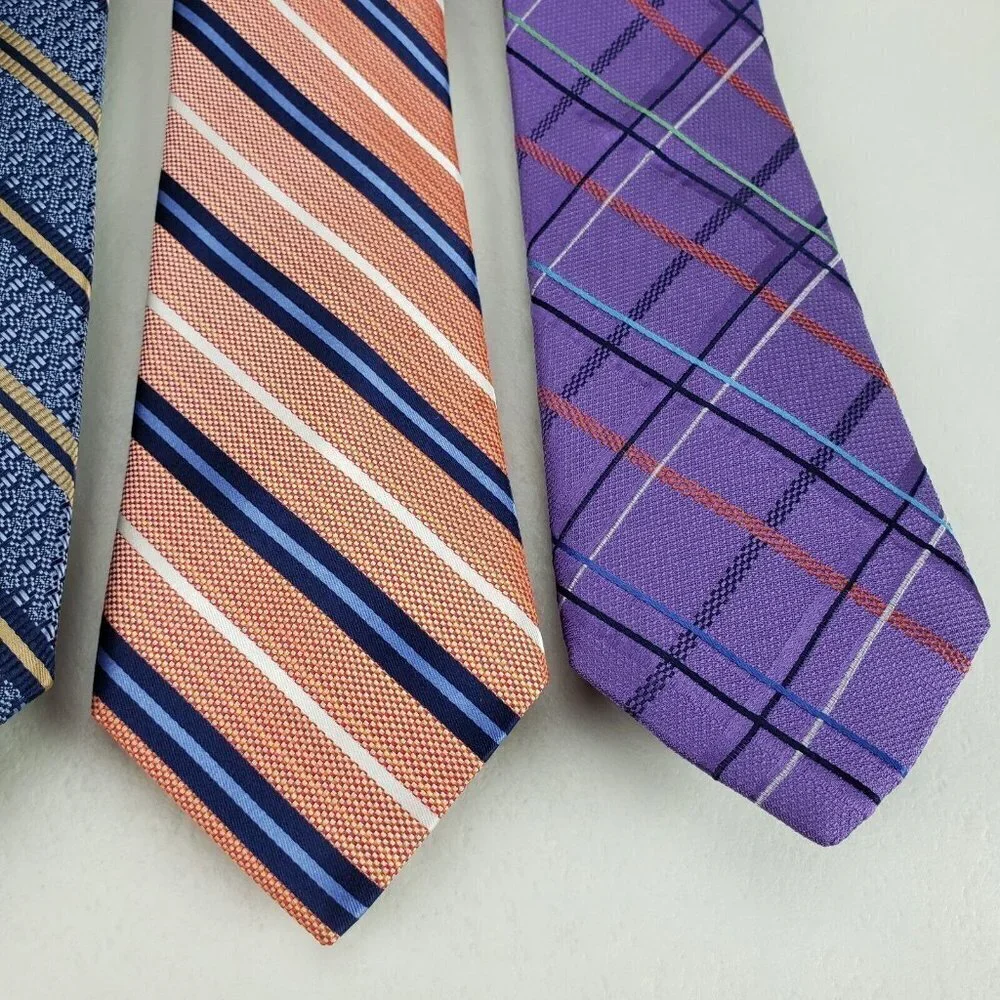 Jos A Bank Reserve 100% Silk Necktie *LOT OF 3* Blue Orange Purple 3 x 59 Tie